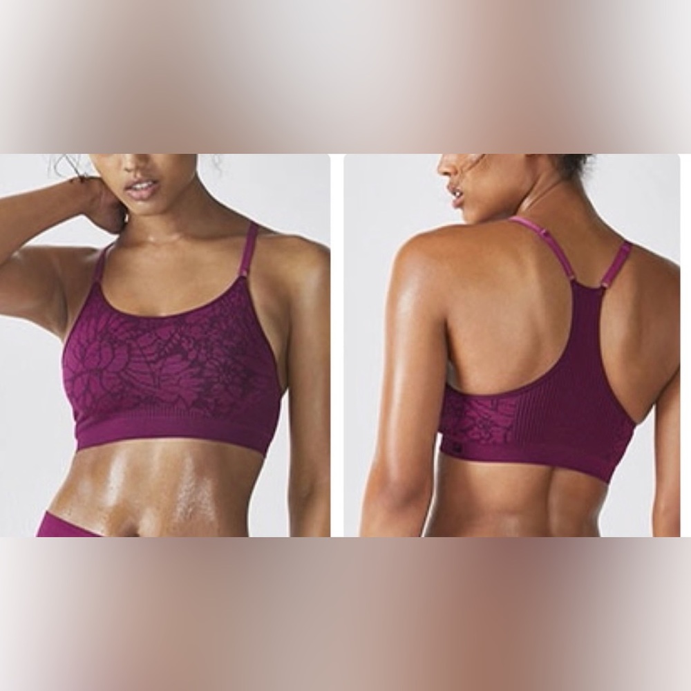 Fabletics Samana Seamless Sports bra purple & black size large - Picture 1 of 6